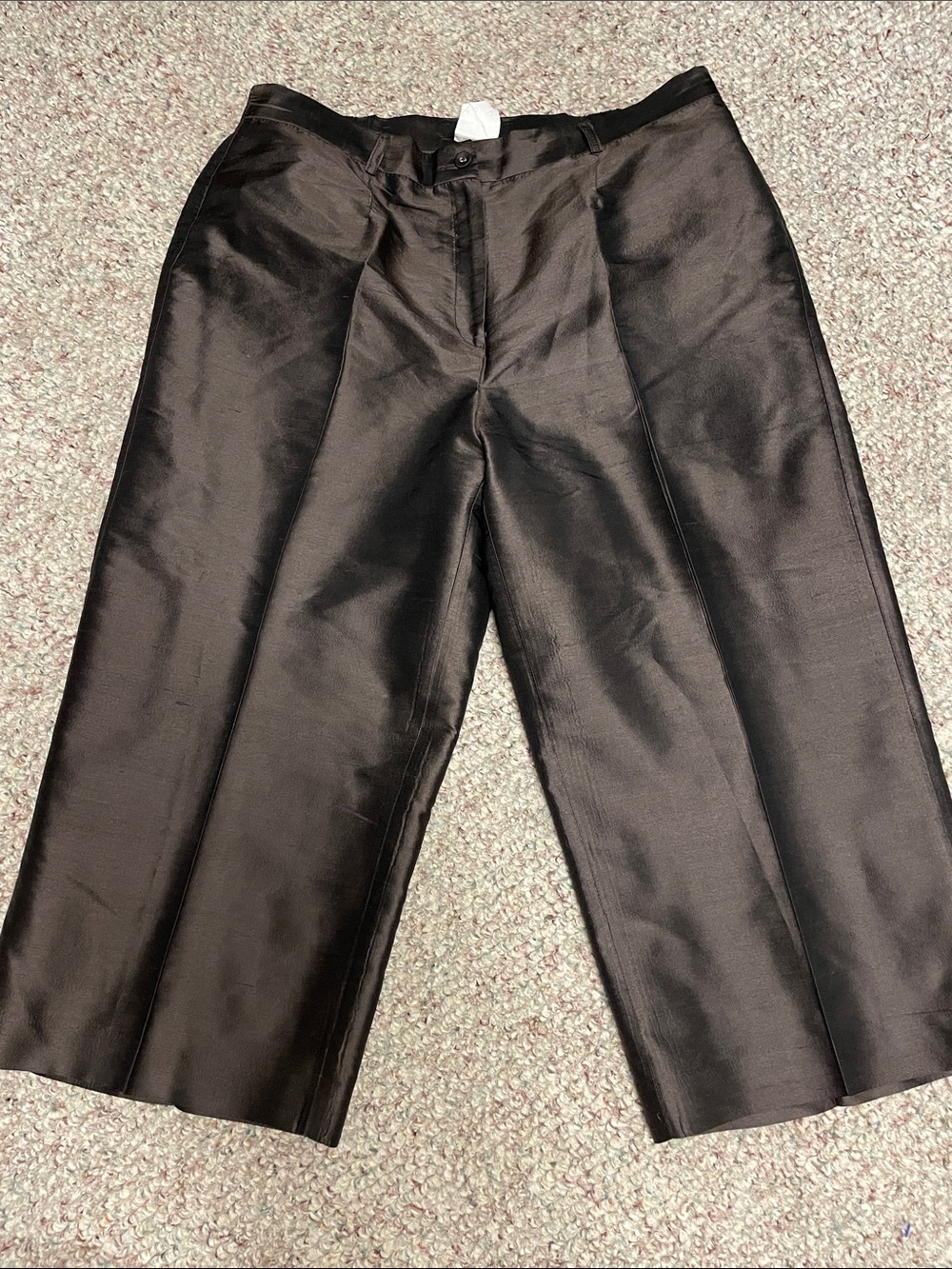 100% silk louben high rise cropped chocolate brown Dress capri/short